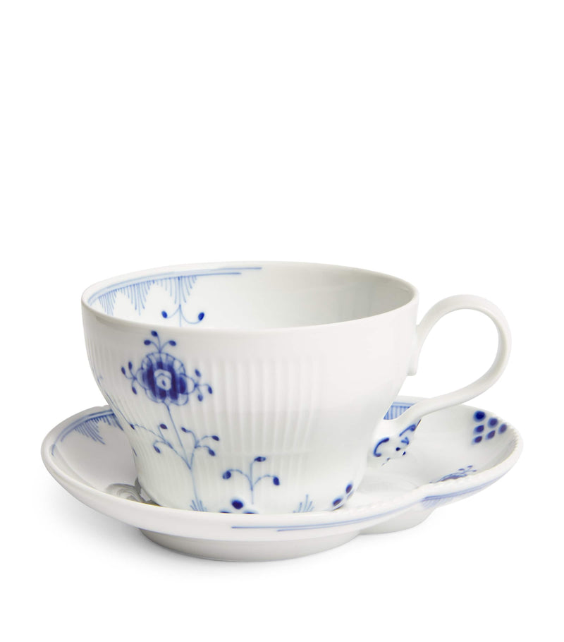 Royal Copenhagen Blue Elements teacup and saucer set, imported from the UK
