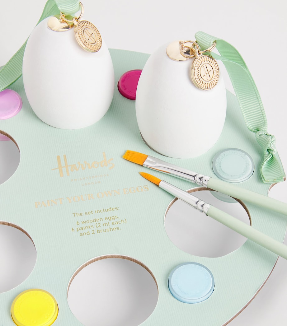 Harrods Easter wooden egg painting kit with paints and brushes, UK version
