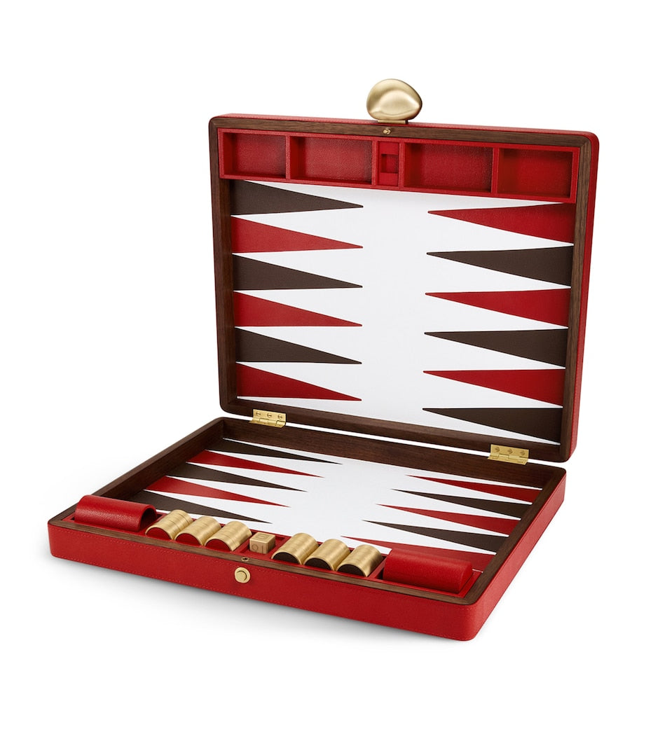 Assouline pebbled leather backgammon set - British product