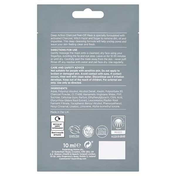 Deep Action Peel Off Face Mask Charcoal 10ml - British product