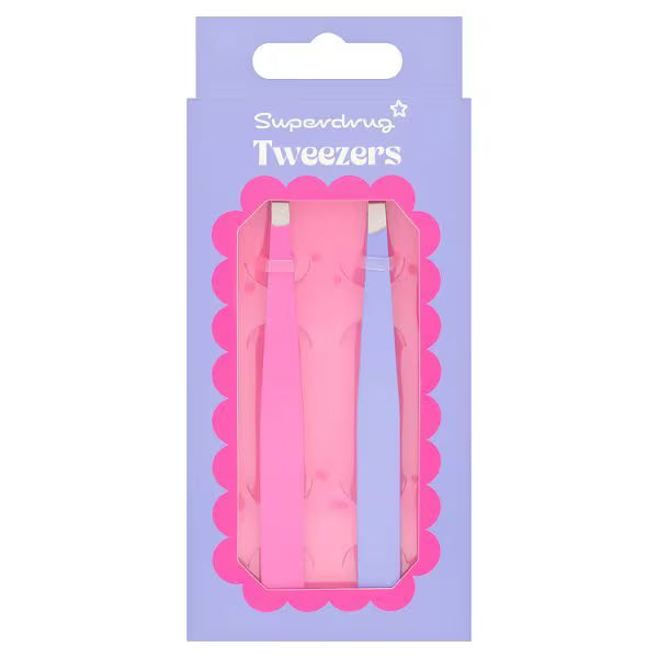 Superdrug Tweezers 2 Pack Stainless Steel 9.6cm (British brand)