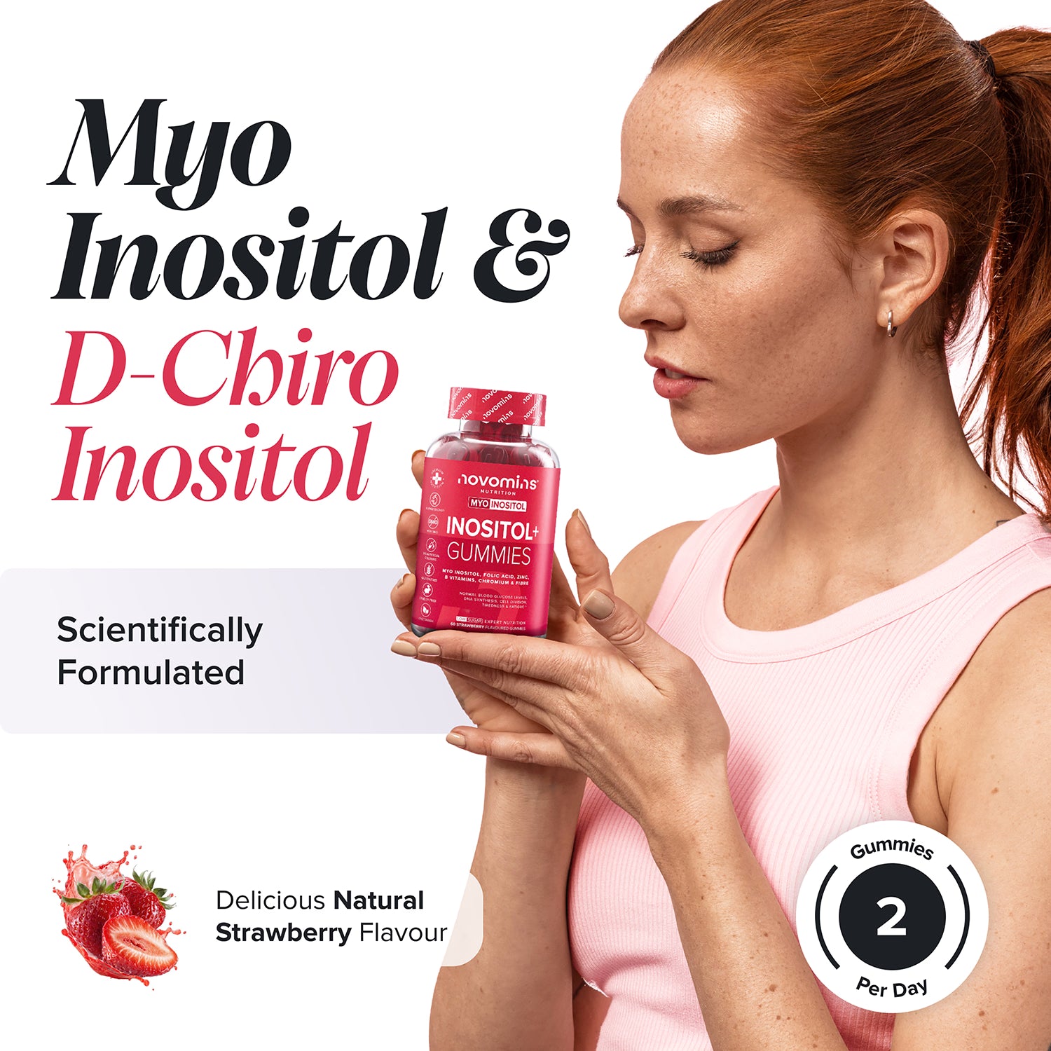 Novomins Inositol+ Strawberry Flavour Gummies 60 Count imported from the UK