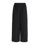 ESKANDAR linen flared trousers with elasticated waistband - British product