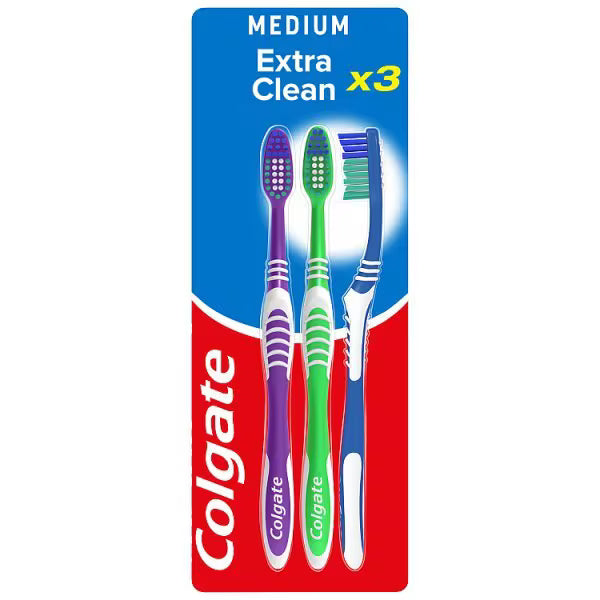 Colgate Extra Clean Medium Toothbrush 3 Pack - British product