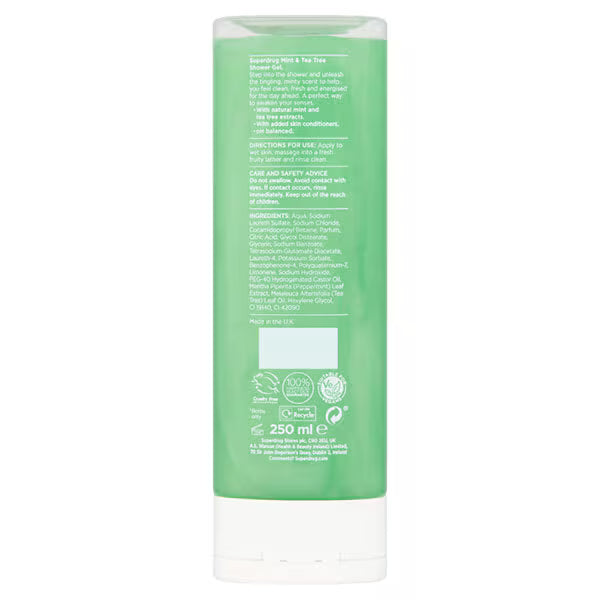 Superdrug Tea Tree Mint Shower Gel 250ml - British product