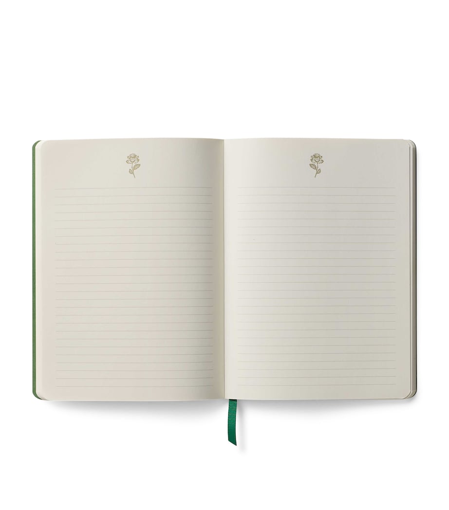 Rifle Paper Co. pinking stripe ruled journal with gold-stamped roses, imported from the UK