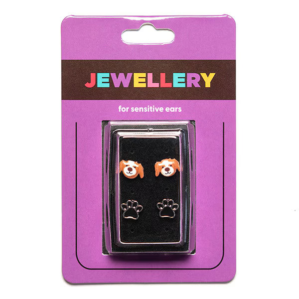 Sensation jewellery studs dual paw design pair (British brand)
