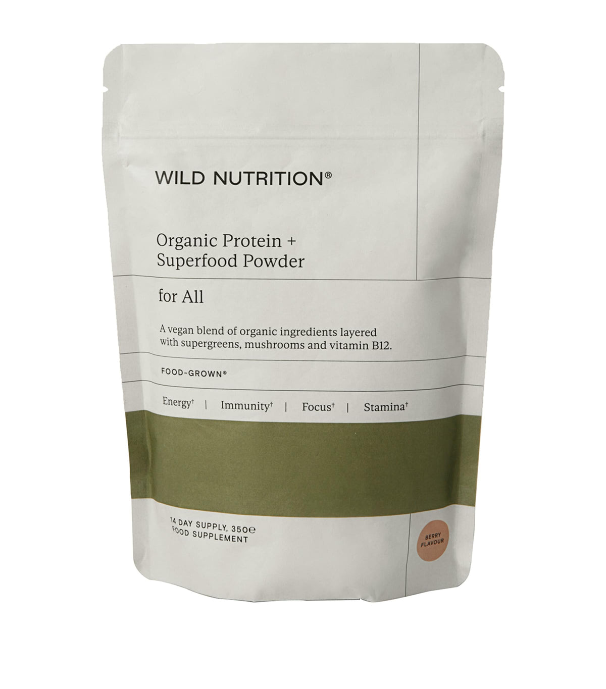Wild Nutrition Food-Grown Organic Protein and Superfood Powder 370g (British brand)