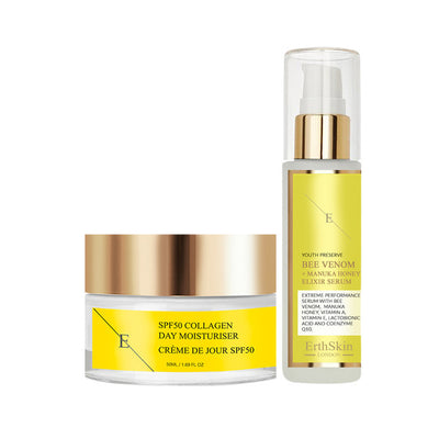 ErthSkin Bee Venom Serum and Collagen Day Cream Bundle 60ml 50ml Skincare Set