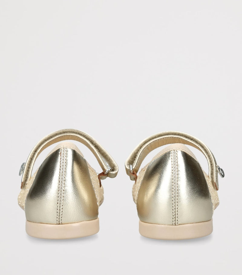 Monnalisa mesh glitter ballet flats for girls, imported from the UK