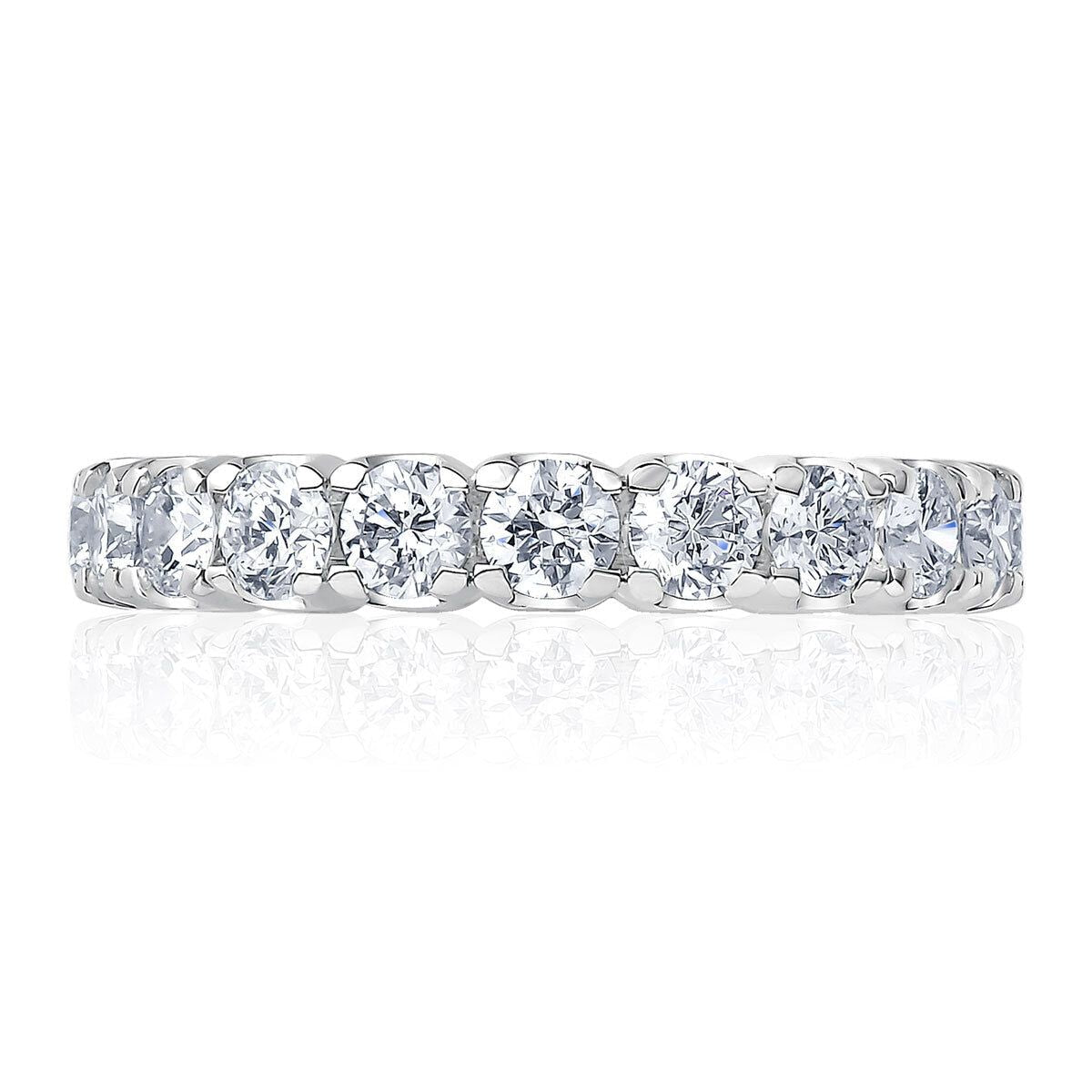 2.00ctw Round Brilliant Cut Claw Set Eternity Ring, Platinum in 6 Sizes - McGrocer