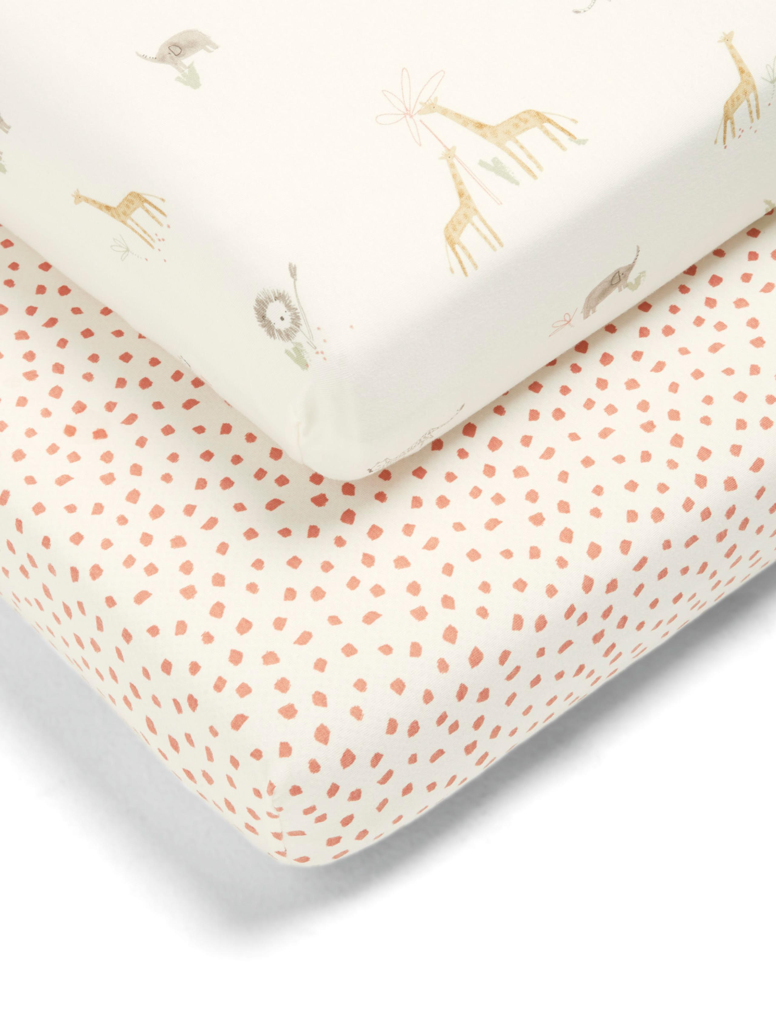 Mamas & Papas jungle cotbed fitted sheets 2 pack, imported from the UK