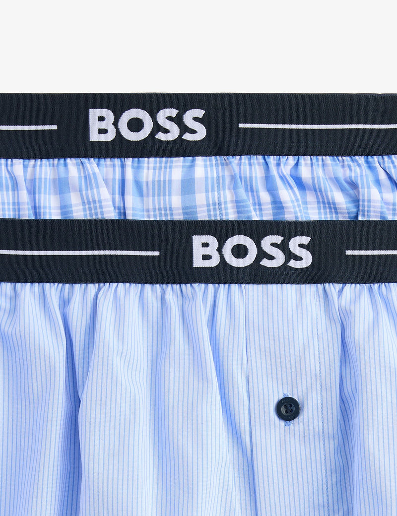 BOSS 2 pack plain checked boxers, imported from the UK