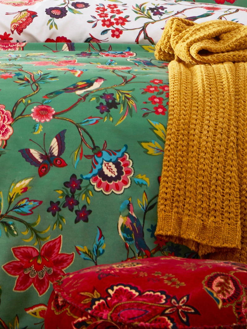 Furn Green Reversible Floral Duvet Cover and Pillowcase Set