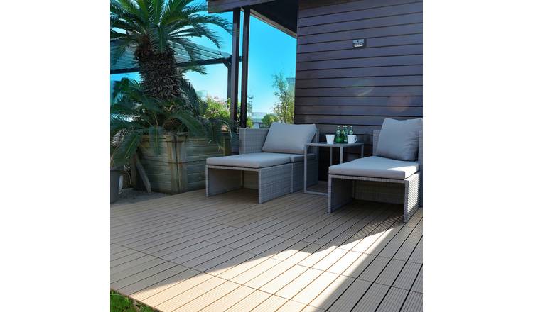 Workpro Decking Tiles 4 Pieces - Brown-Slatted
