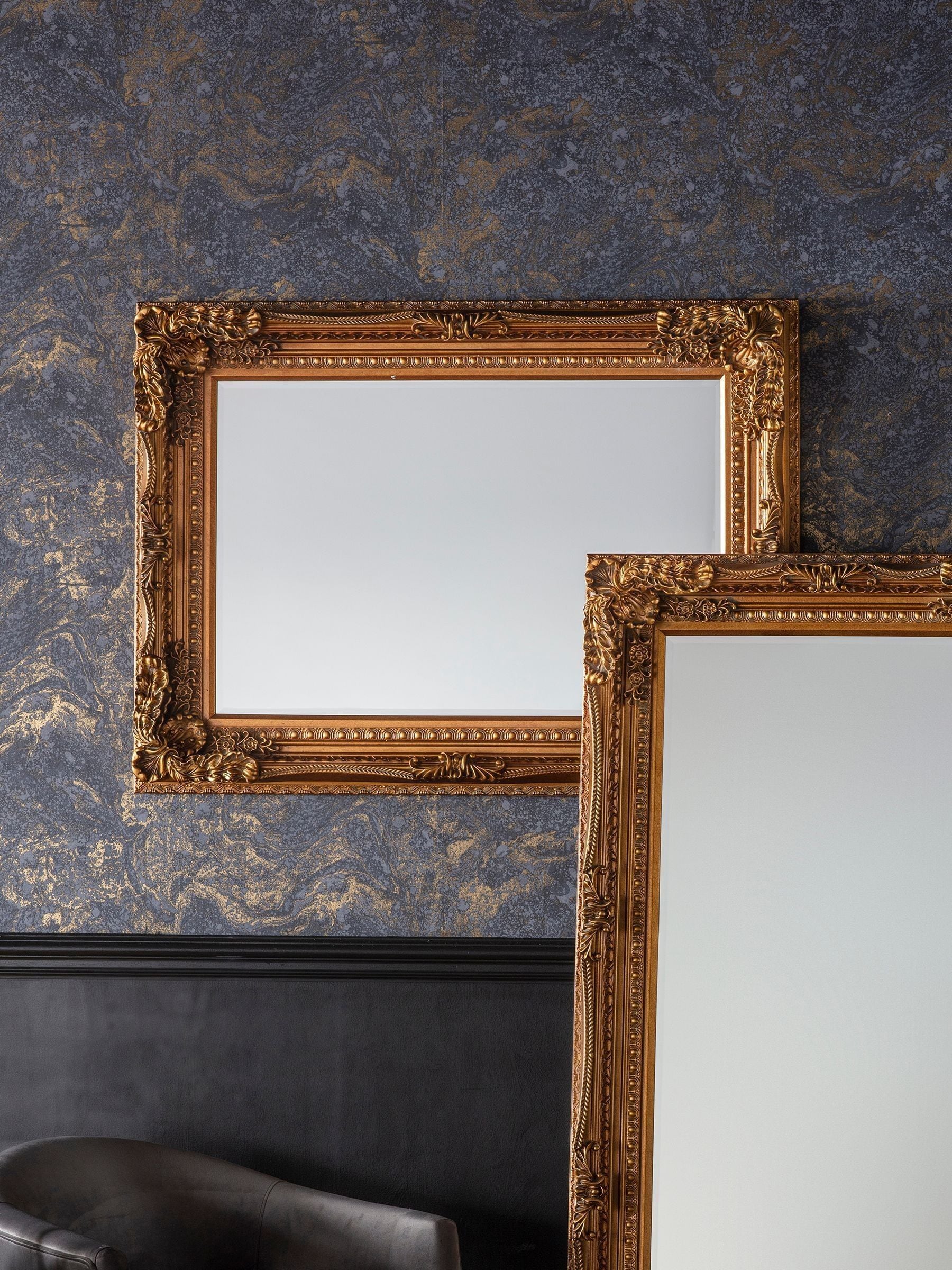 Gallery Home Gold Carved Louis wall mirror 119x89cm, UK version
