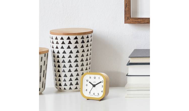 Acctim analogue alarm clock in mustard - British product