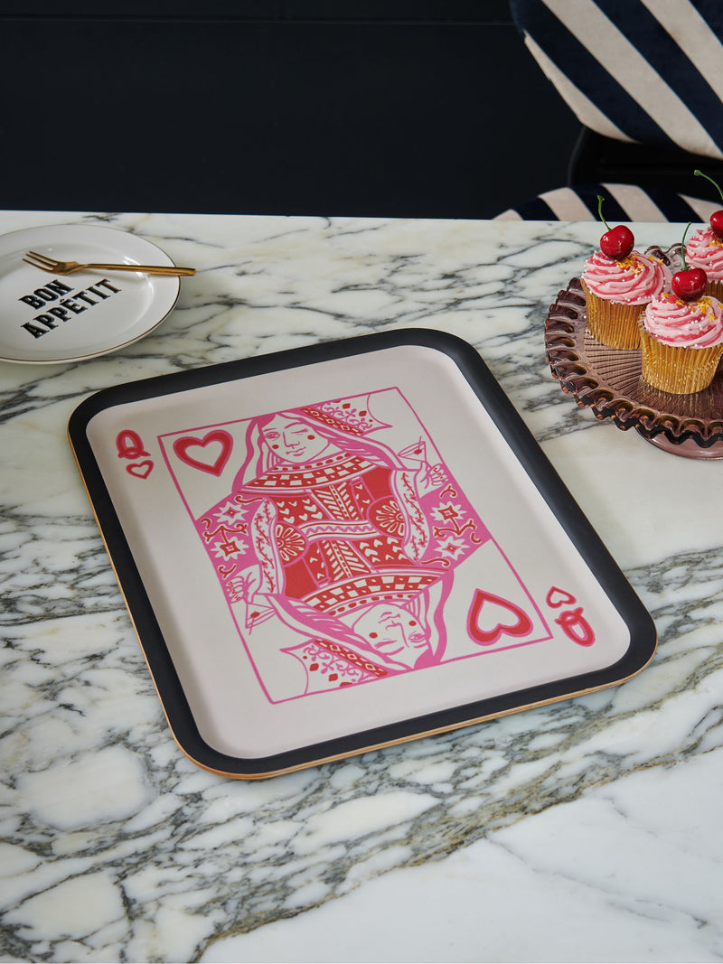 Rockett St George Pink Queen of Hearts tray 43x33cm, imported from the UK