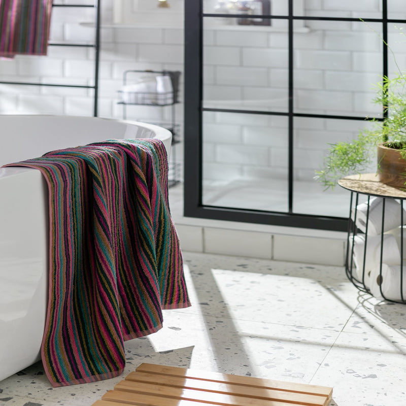 Habitat multicoloured skinny bright stripe bath towel 70x130cm, UK version