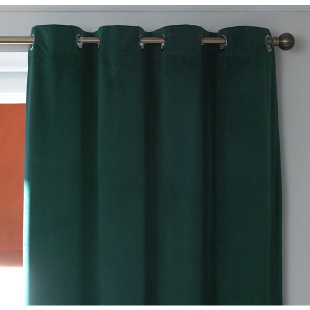 Habitat Emerald Velvet Eyelet Curtains 117x183cm, UK version