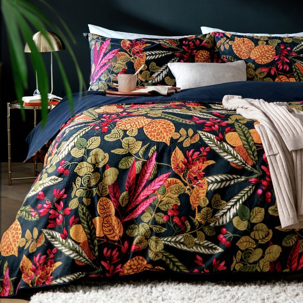 Habitat botanical foliage cotton single duvet cover set with pillowcase, UK version