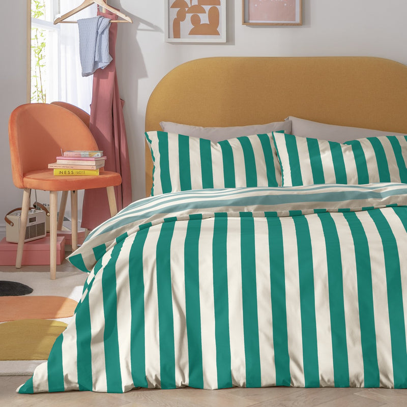 Habitat stripe green and white duvet cover set single, UK version