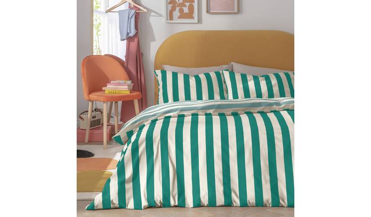Habitat stripe green and white duvet cover set single, UK version