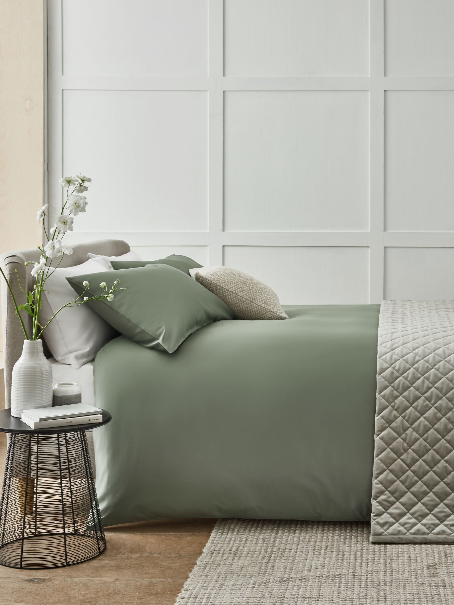 Sage green Egyptian cotton duvet set 400 thread count (British brand)