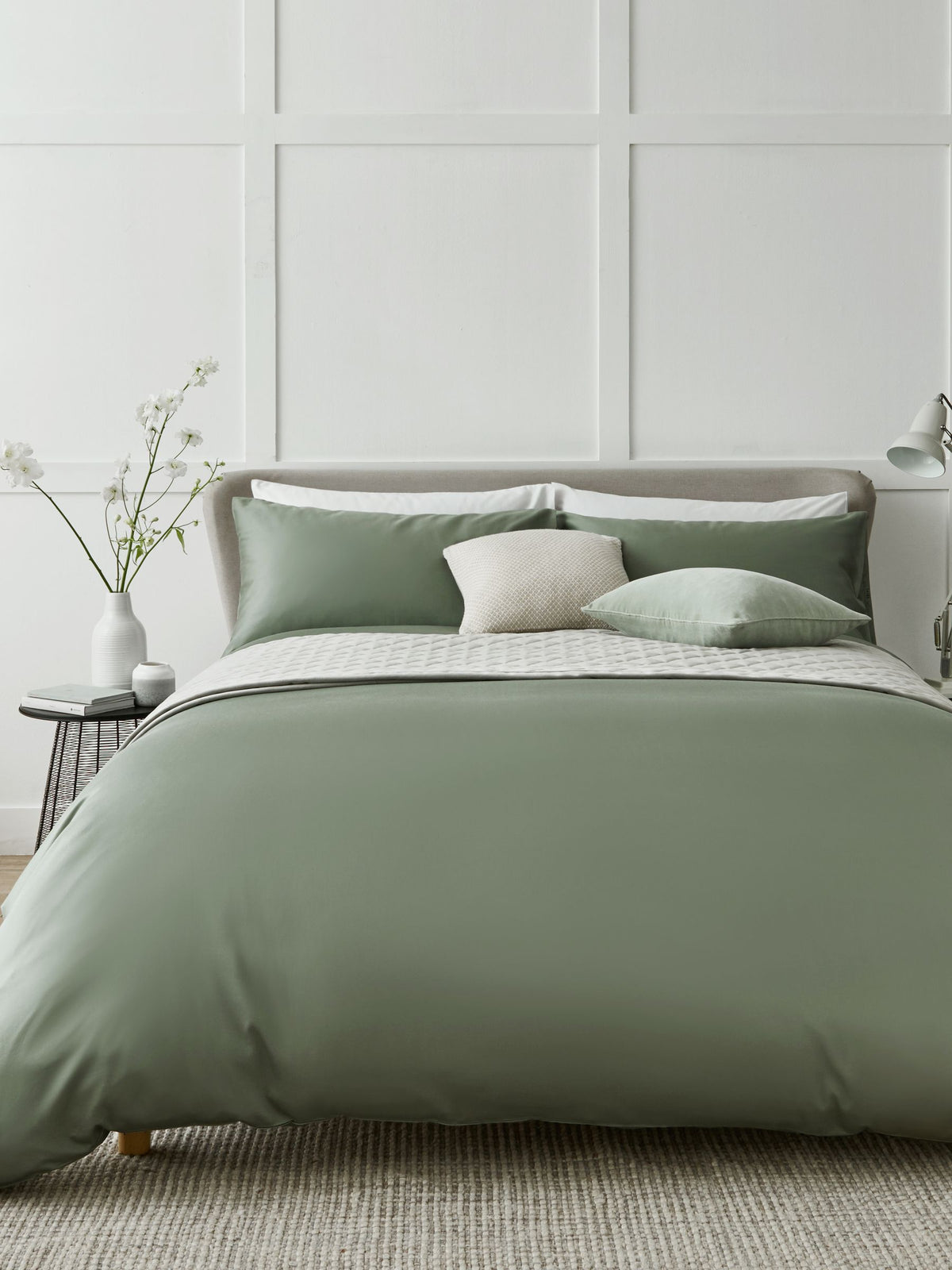 Sage green Egyptian cotton duvet set 400 thread count (British brand)