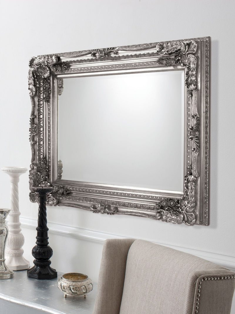 Gallery Home Silver Carved Louis wall mirror 119x89cm, UK version
