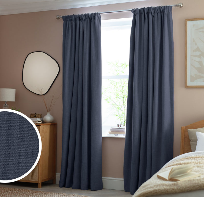 Habitat Blackout Pencil Pleat Curtains Navy 117x137cm, UK version