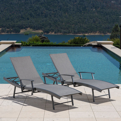 SunVilla Sling Wave solseng med sammenleggbare armer utendørs solsengesett for 2