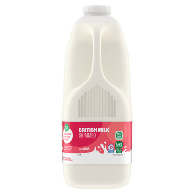 ASDA British skimmed milk 4 pints container - British product