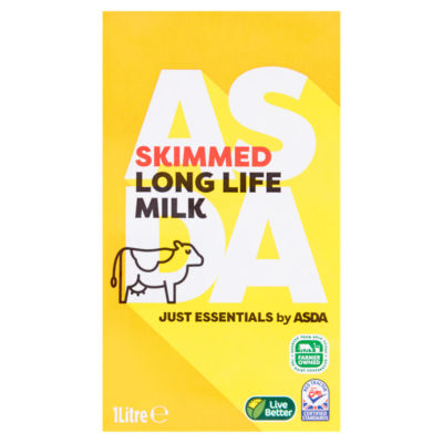 ASDA Just Essentials skimmed long life milk 1L - British product