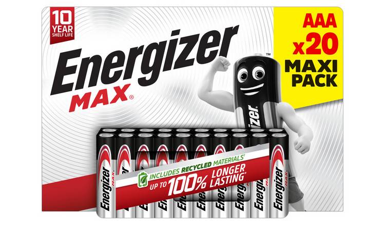 Energizer Max Alkaline AAA batteries pack of 20 - British product