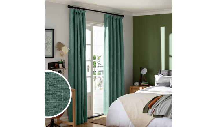 Habitat blackout pencil pleat curtains green 168x229cm, UK version