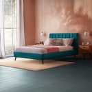 Silentnight Octavia Superking velvet bed frame in teal (British brand)