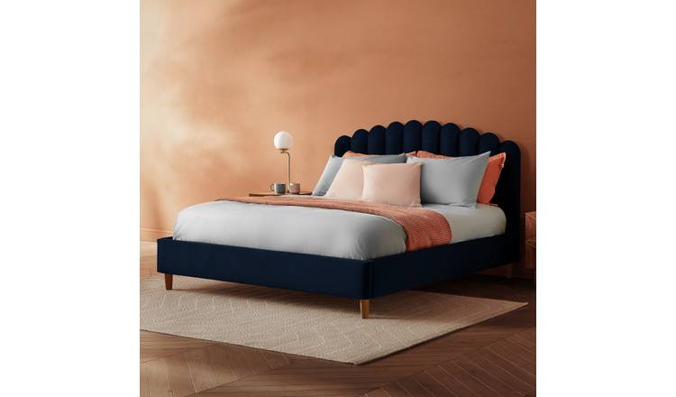 Silentnight Oriana blue velvet double bed frame (British brand)
