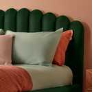 Silentnight Oriana kingsize velvet upholstered bed frame in green (British brand)