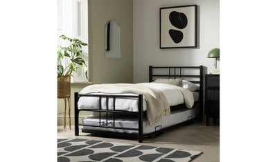 Argos Home Atlas Metal Guest Bed with 2 Mattresses Black Single Bed