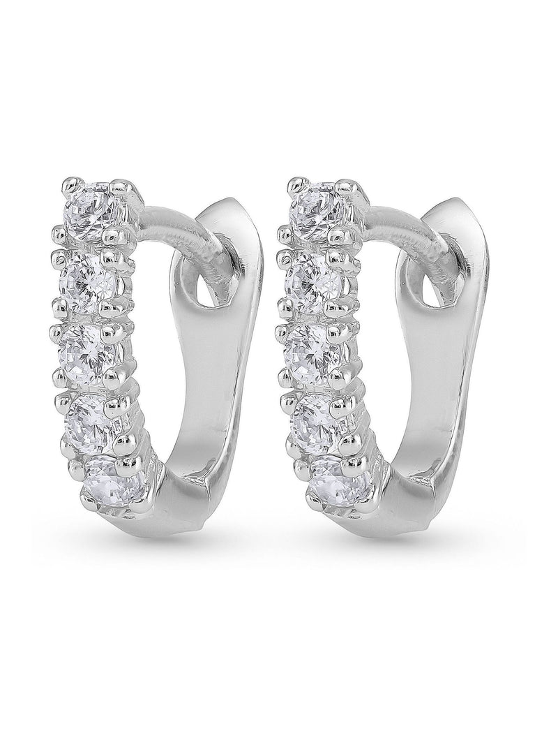 Silver cubic zirconia huggie earrings 10mm (British brand)