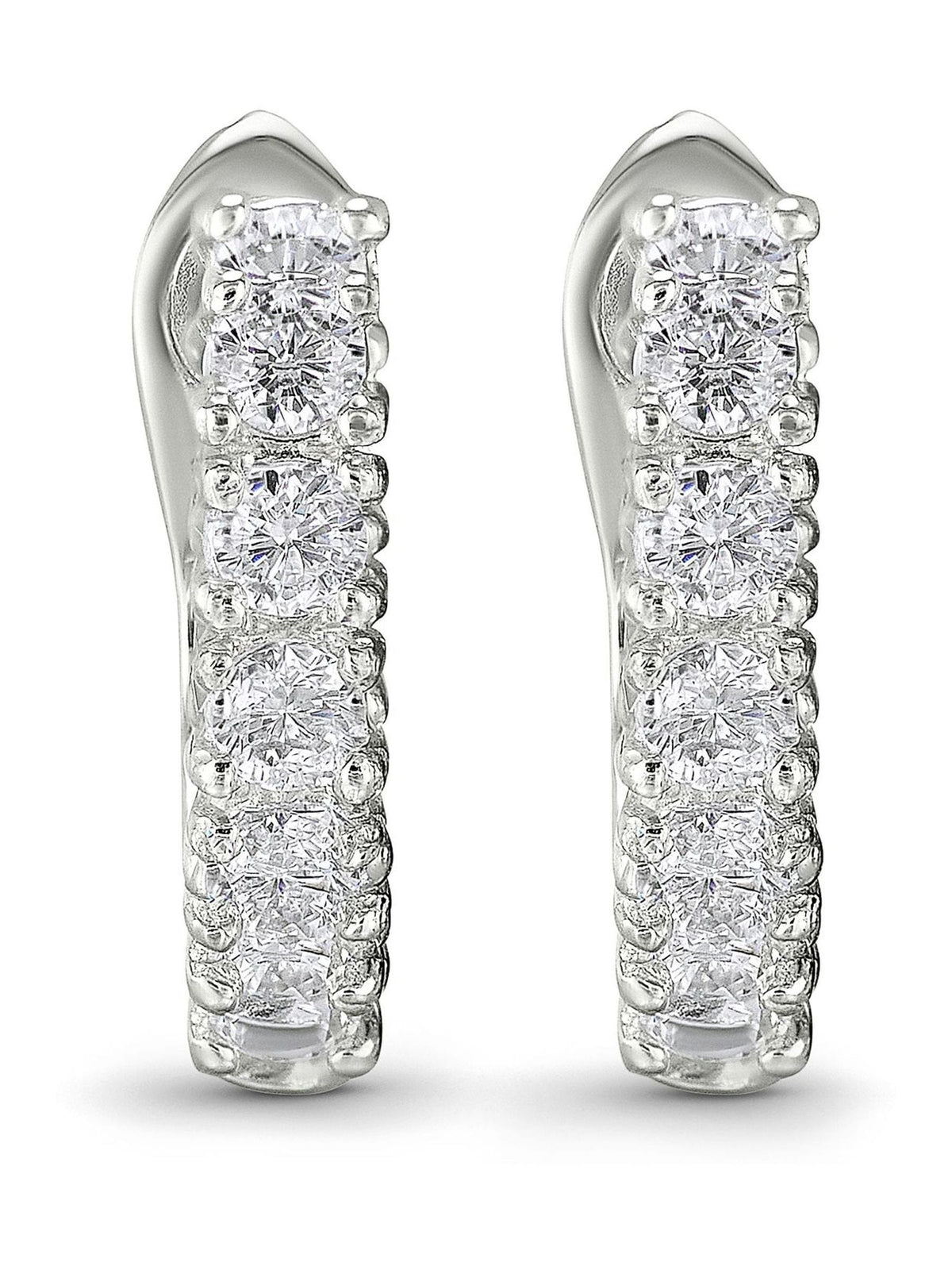 Silver cubic zirconia huggie earrings 10mm (British brand)