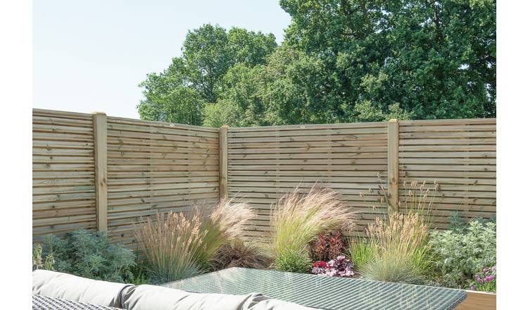 Forest Garden 6x6 double slatted fence panel pack of 4 - British product