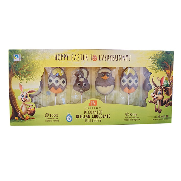 Belfine Belgian Chocolate Easter Lollipops 6 x 35g