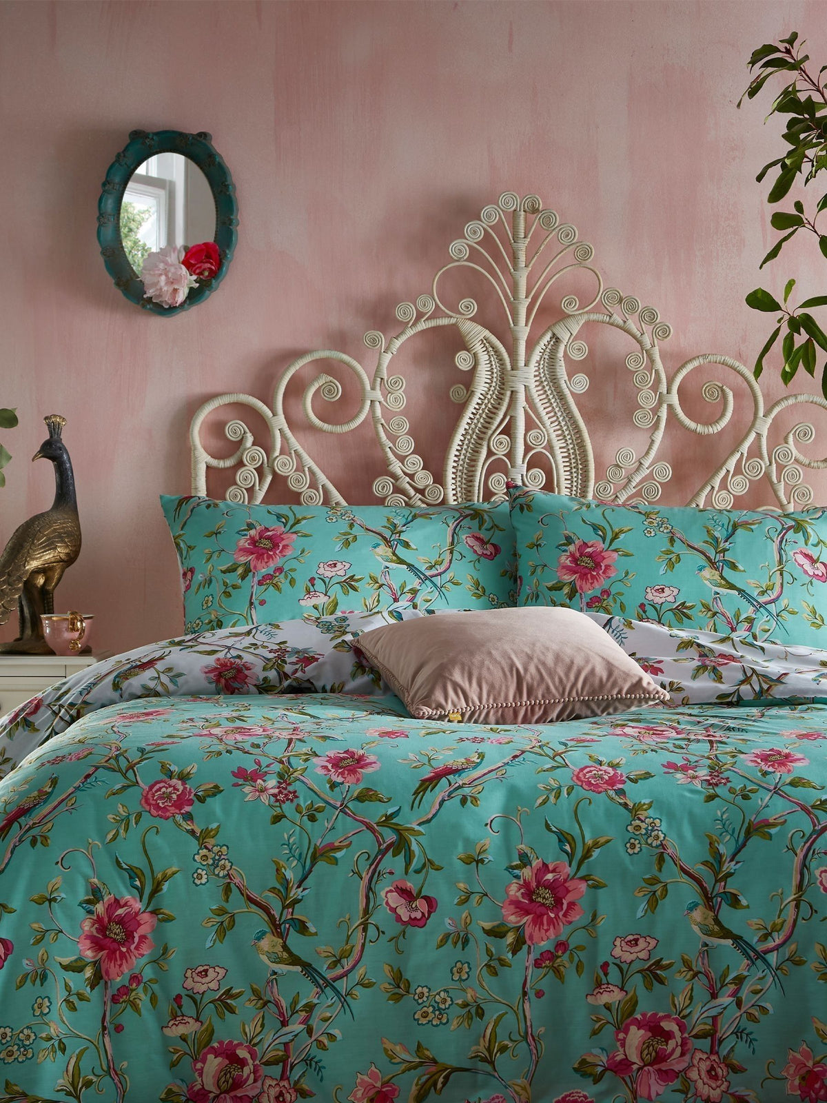 Vintage Chinoiserie reversible duvet cover and pillowcase set - British product