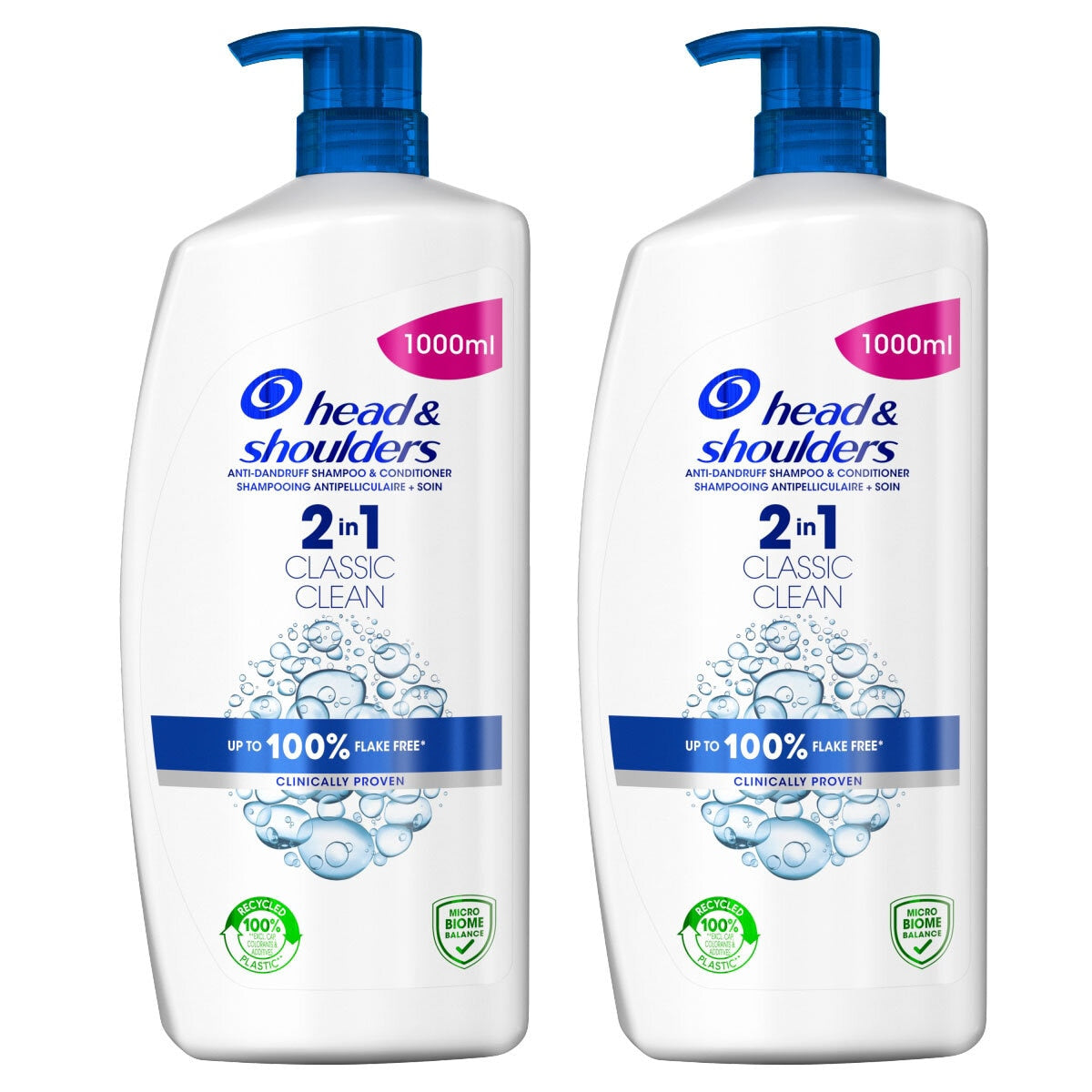 Head and Shoulders Classic Clean 2in1 anti-dandruff shampoo and conditioner 2 x 1L, UK version