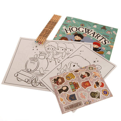 Harry Potter Hogwarts Is My Home Colouring Set 30 Sheets 5 Pencils 16 Stickers