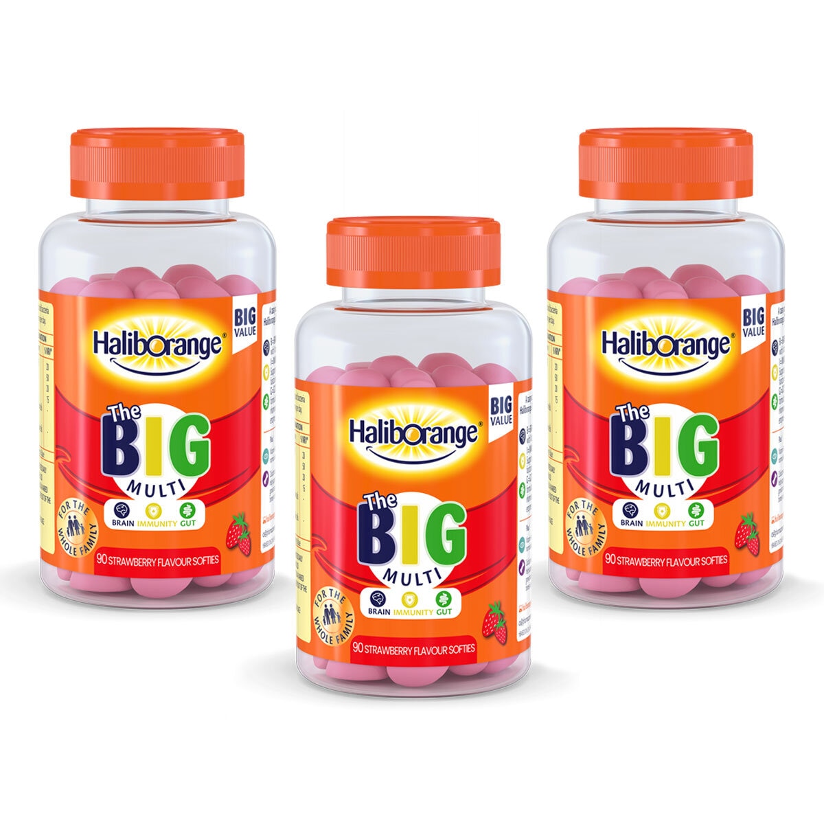 Haliborange BIG Multi strawberry multivitamin gummies 3 x 90 count, UK version