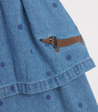 Mini Rodini Denim Dots dress 3-11 Years, imported from the UK