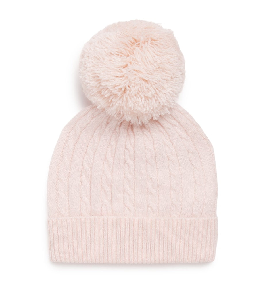Purebaby cashmere cable-knit beanie, imported from the UK